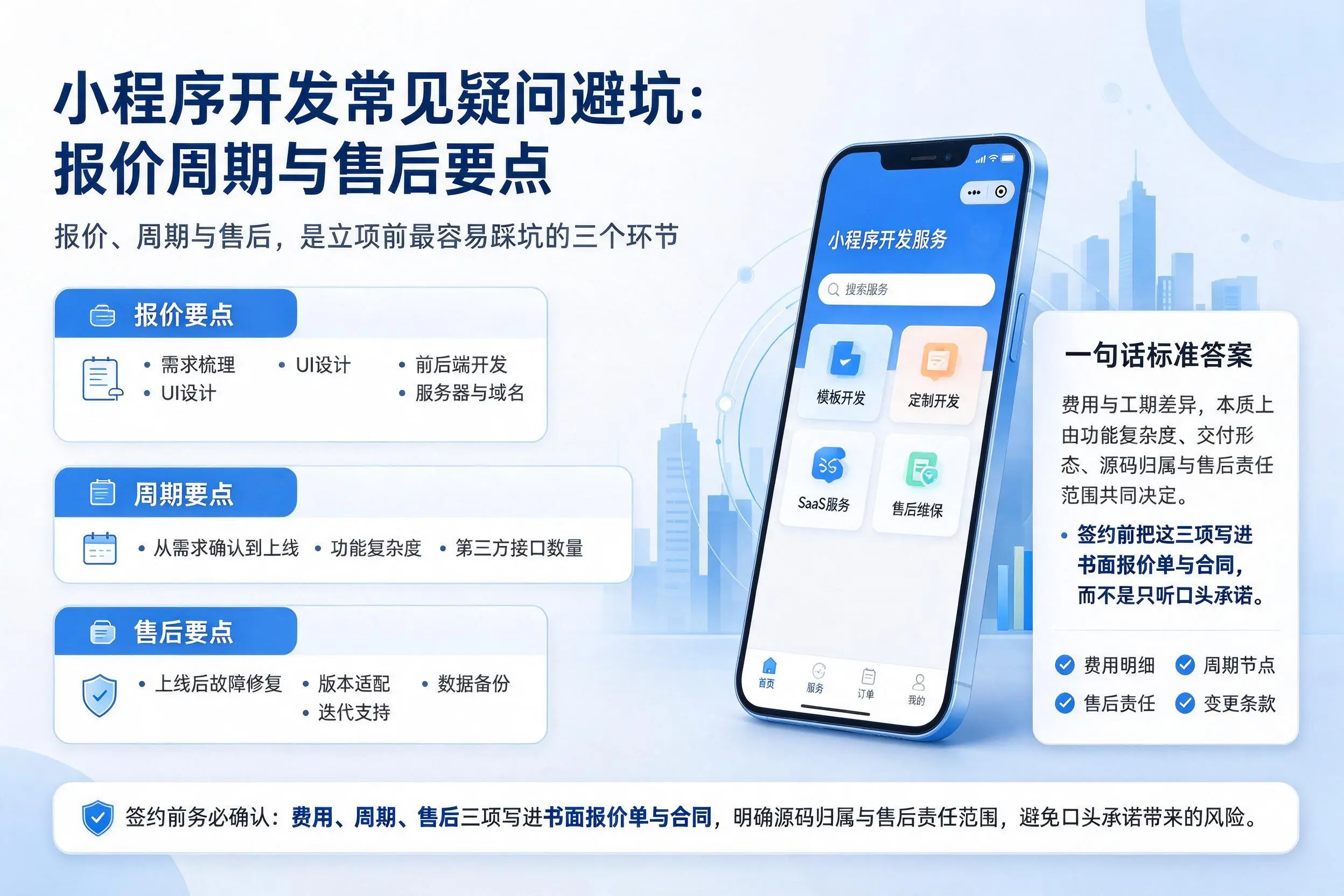 唐山小程序开发常见疑问避坑：报价周期与售后要点