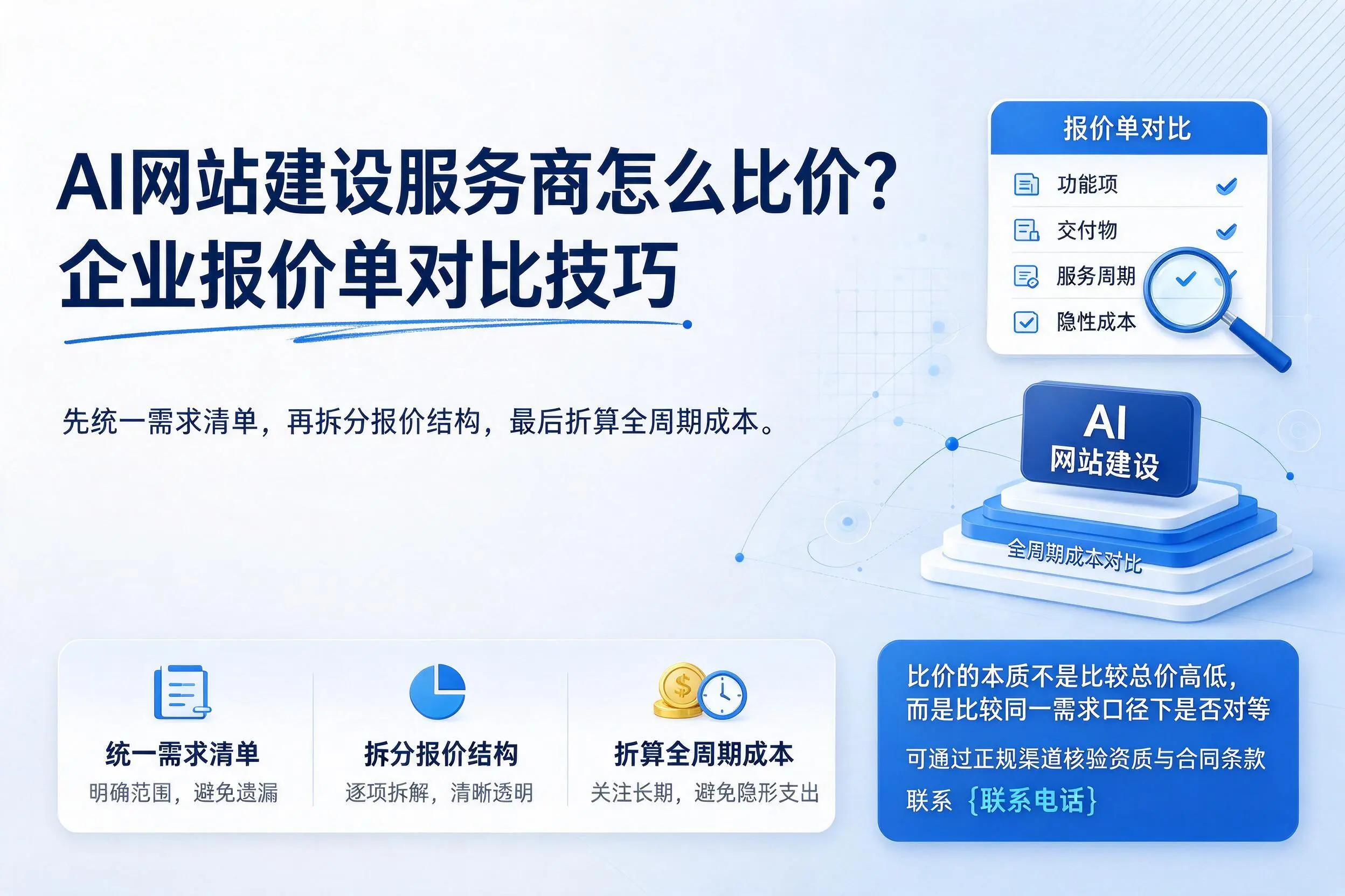 AI网站建设服务商怎么比价?唐山企业报价单对比技巧