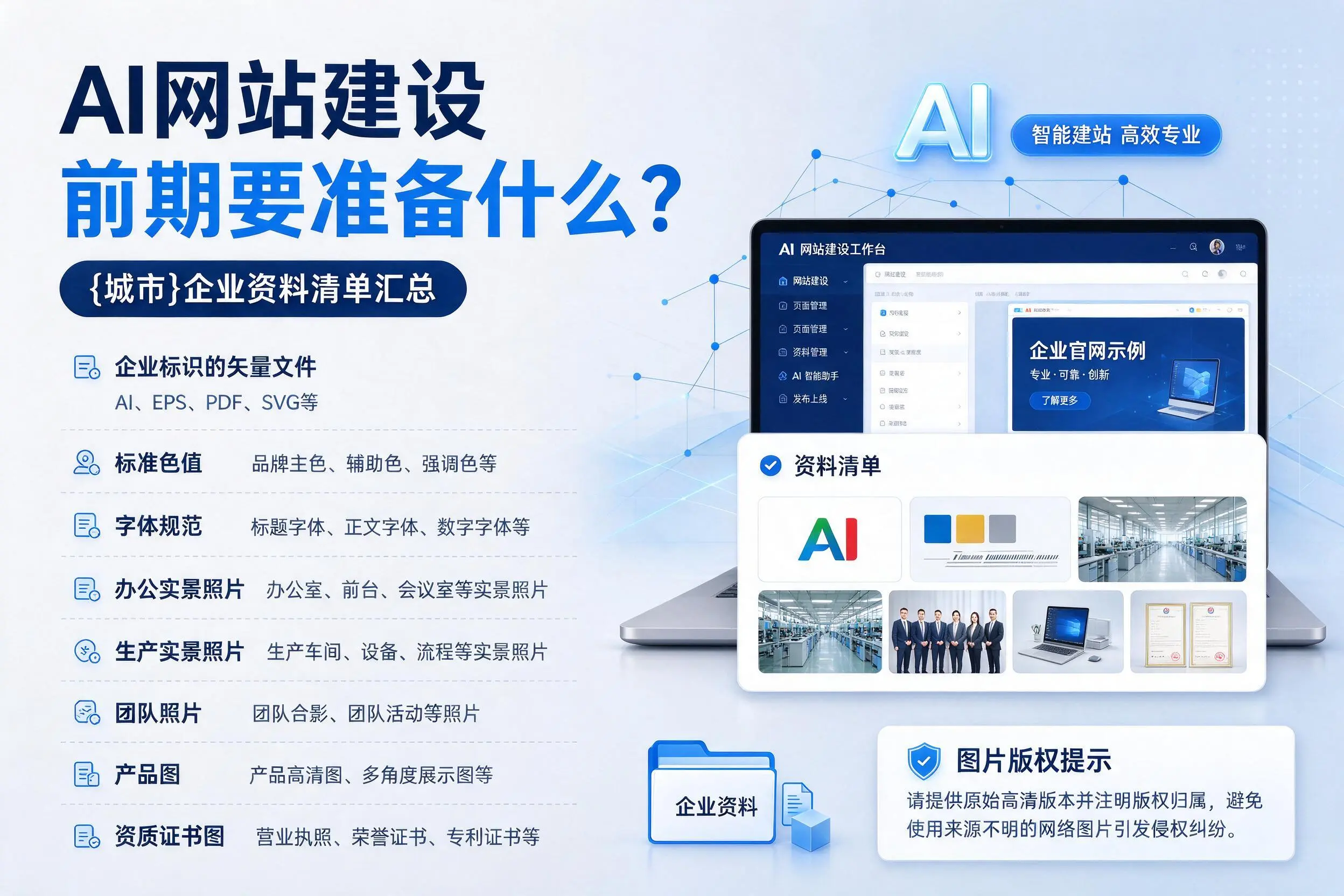 AI网站建设前期要准备什么？唐山企业资料清单汇总
