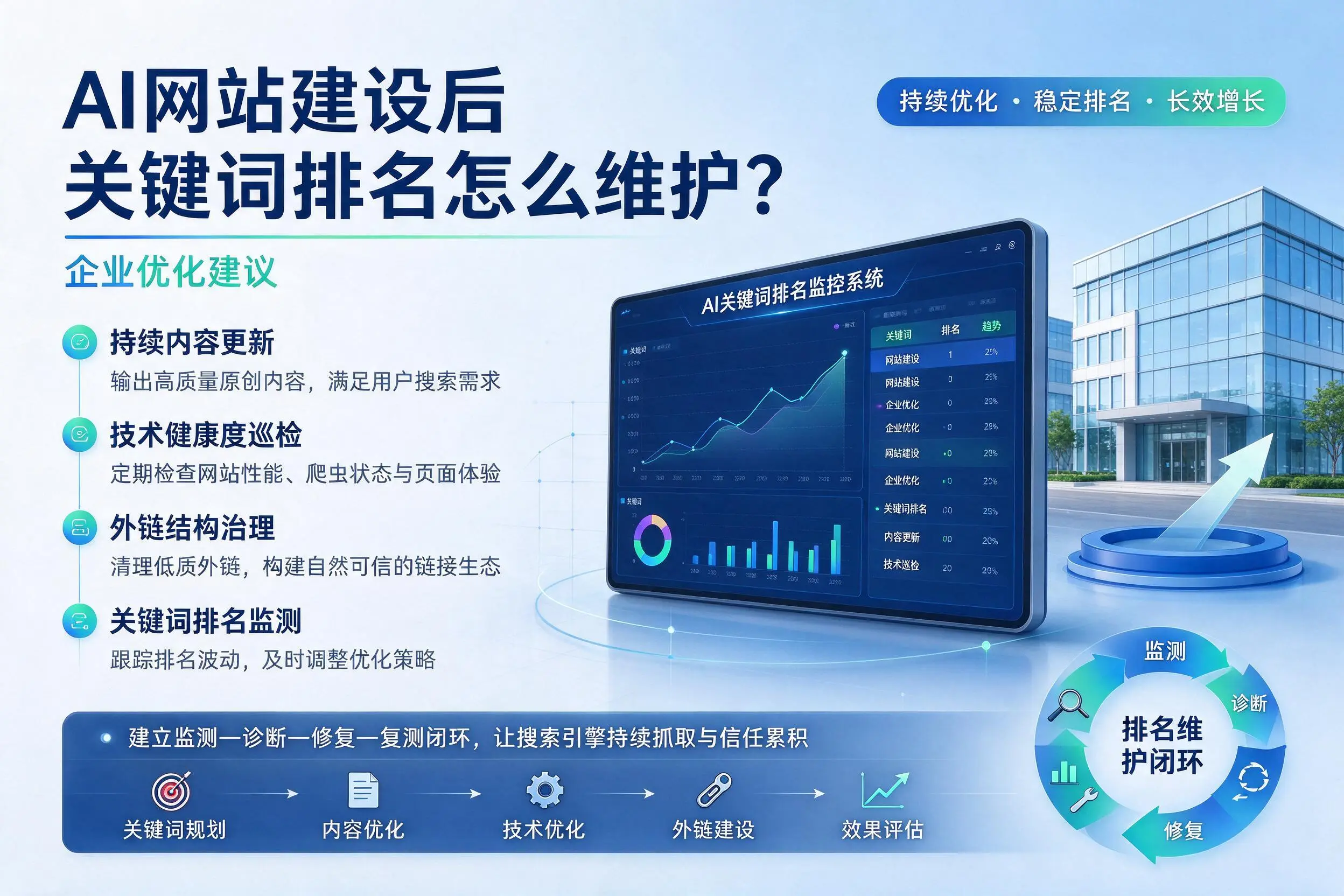 AI网站建设后关键词排名怎么维护？唐山企业优化建议